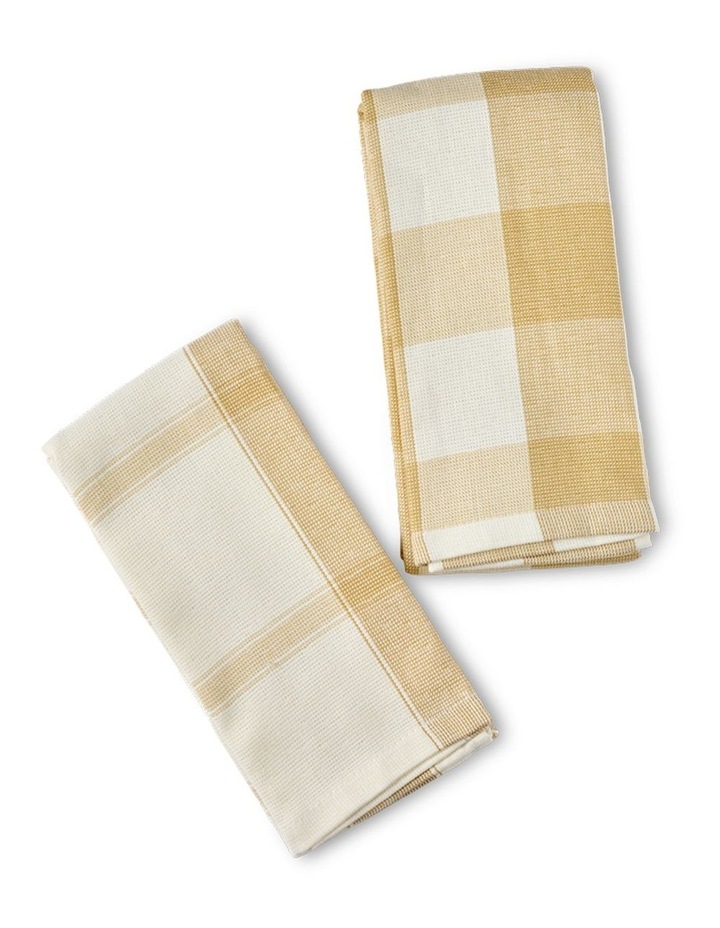 salt&pepper Check 2 Piece Tea Towel Set in Saffron image 3