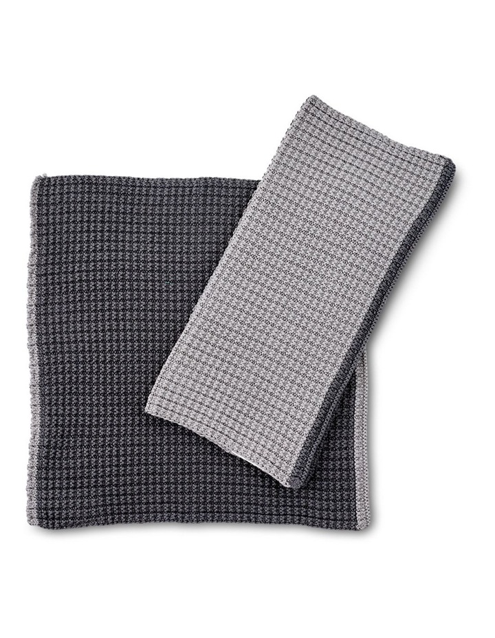 salt&pepper 2 Piece Knitted Washcloth Set in Charcoal image 1