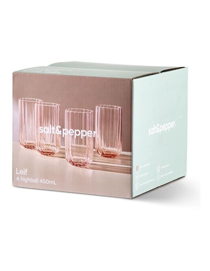 salt&pepper Leif 4 Piece Highball Glass Set 450mL in Rose Dust image 7
