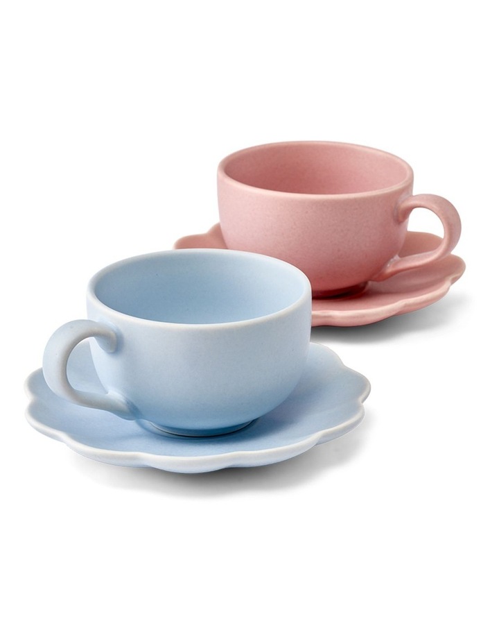 salt&pepper Leif 4 Piece Teacup & Saucer Set 240mL in Cornflower & Bloom image 1