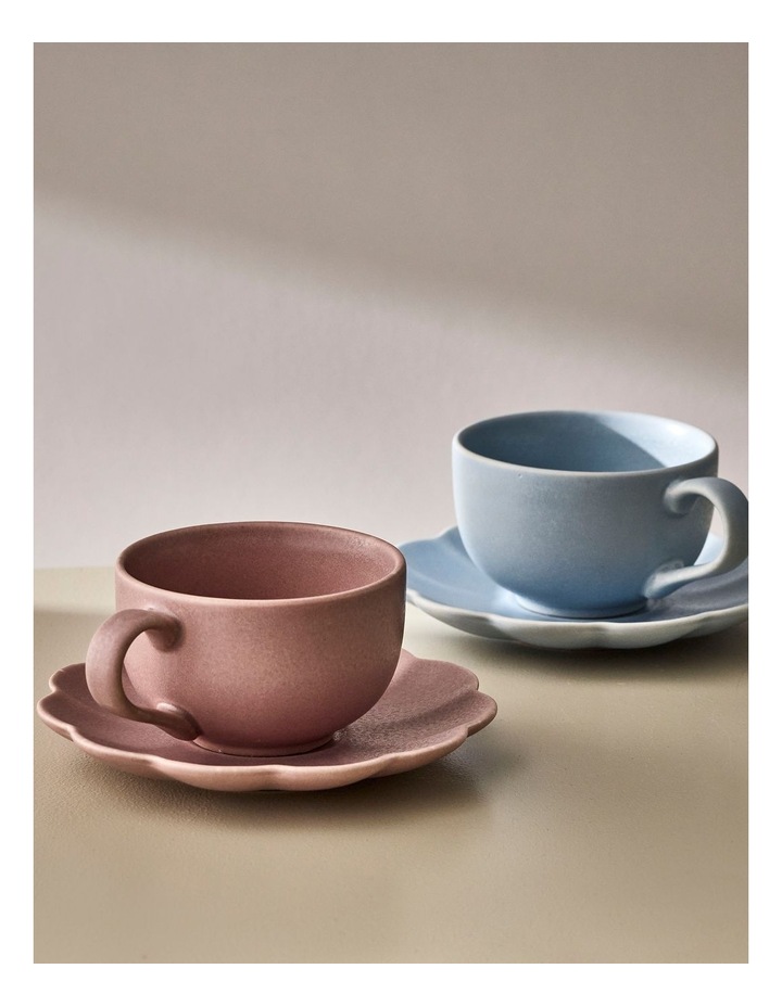 salt&pepper Leif 4 Piece Teacup & Saucer Set 240mL in Cornflower & Bloom image 2