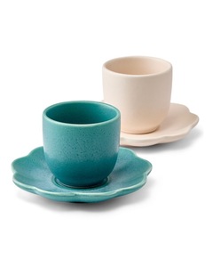 salt&pepper Leif 4 Piece Espresso Cup & Saucer Set 110mL in Organza & Moss