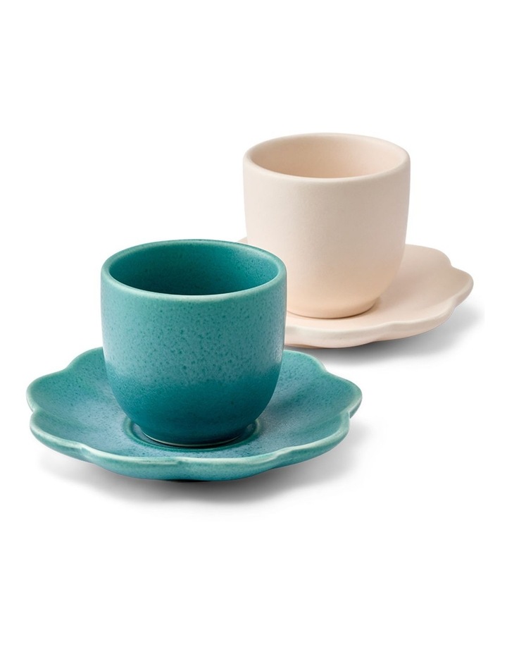 salt&pepper Leif 4 Piece Espresso Cup & Saucer Set 110mL in Organza & Moss image 1