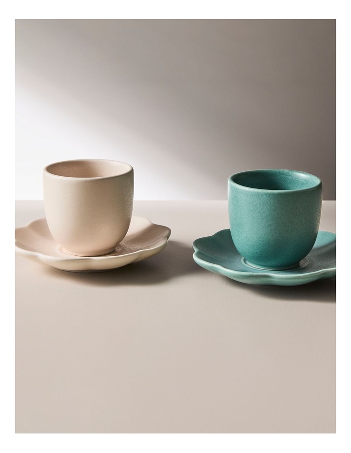 salt&pepper Leif 4 Piece Espresso Cup & Saucer Set 110mL in Organza & Moss image 2