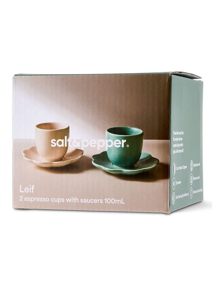 salt&pepper Leif 4 Piece Espresso Cup & Saucer Set 110mL in Organza & Moss image 7
