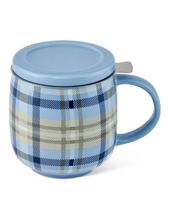 salt&pepper Kit Mug with Strainer and Lid 420mL in Cornflower Check