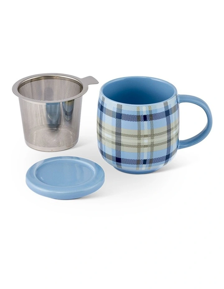 salt&pepper Kit Mug with Strainer and Lid 420mL in Cornflower Check image 6