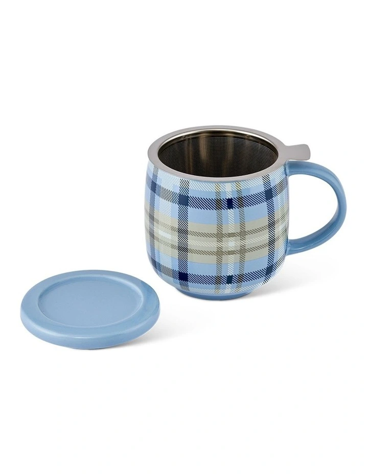 salt&pepper Kit Mug with Strainer and Lid 420mL in Cornflower Check image 7