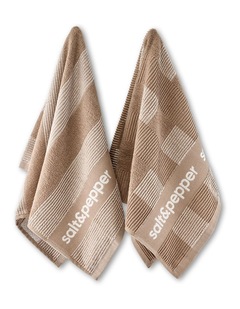 salt&pepper Logo 2 Piece Tea Towel Set in Taupe
