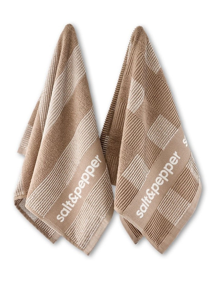 salt&pepper Logo 2 Piece Tea Towel Set in Taupe image 1