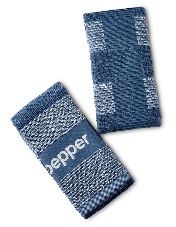 salt&pepper Logo 2 Piece Tea Towel Set in Marine image 3