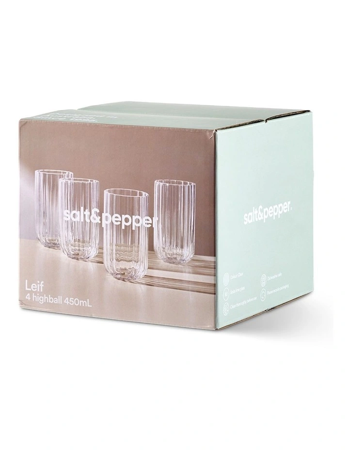 salt&pepper Leif Highball Glasses 450mL - Set of 4 in Clear image 7
