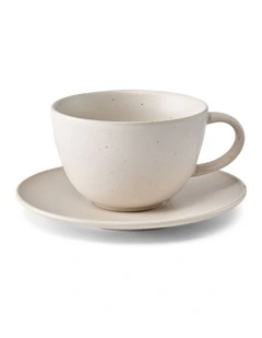 salt&pepper Milan Teacup with Saucer in Parchment