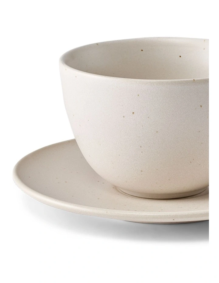 salt&pepper Milan Teacup with Saucer in Parchment image 2