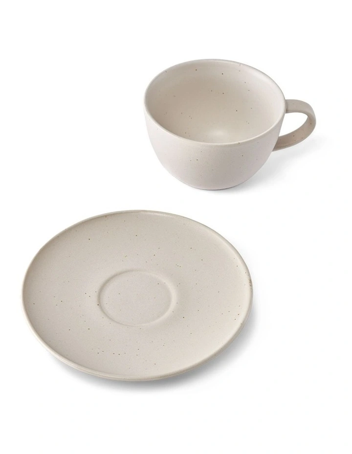 salt&pepper Milan Teacup with Saucer in Parchment image 4