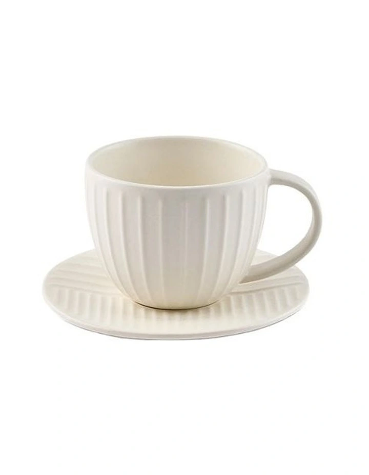 Barista Blake Teacup & Saucer Set 4 Piece 350ml in Snow image 1