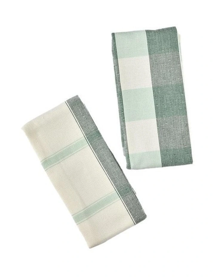 Tea Towel Set of 2 in Cyprus Check Print image 2