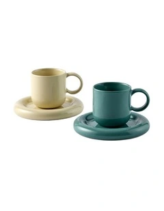 Finn Espresso Cup And Saucer Set Of 2 in Multi