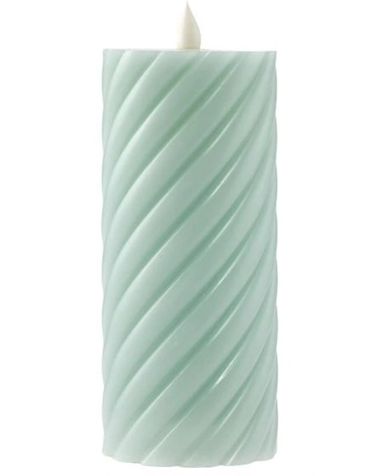 salt&pepper Flame Swirl LED Flickering Candle 17cm in Faded Gum image 1