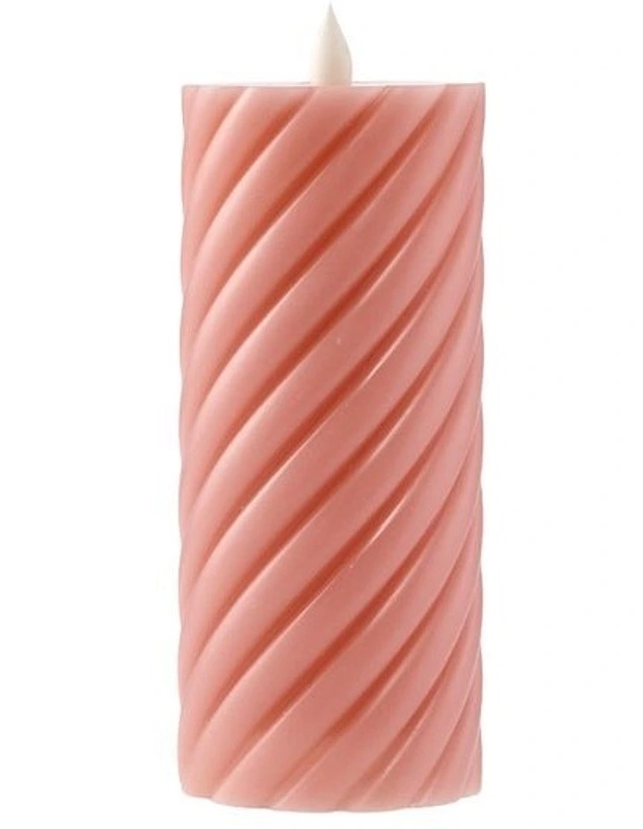 salt&pepper Flame Swirl LED Flickering Candle 17cm in Rose Dust image 1