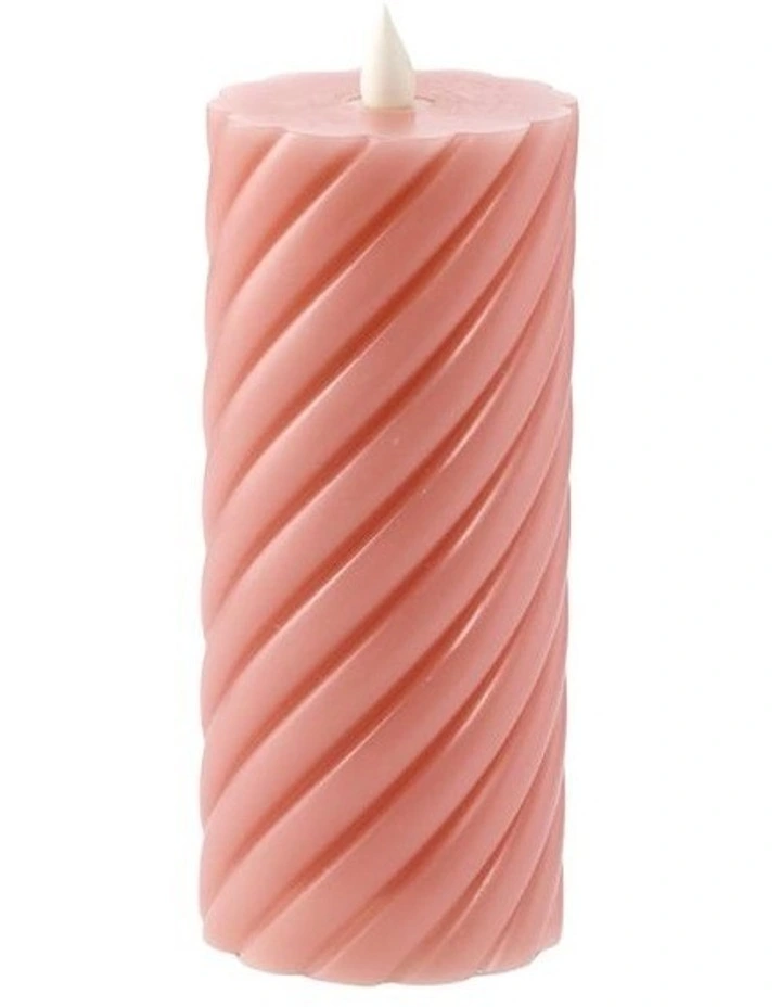salt&pepper Flame Swirl LED Flickering Candle 17cm in Rose Dust image 2