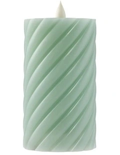 salt&pepper Flame Swirl LED Flickering Candle 13cm in Faded Gum