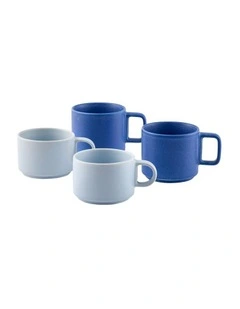 Lane Stackable Mug Set 4 Piece in Sky/Santorini