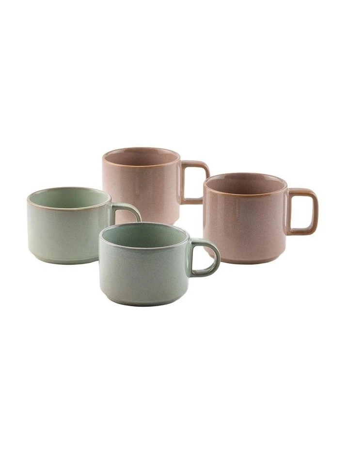 Lane Stackable Mug Set 4 Pieces in Faded Gum/Cinnamon image 1