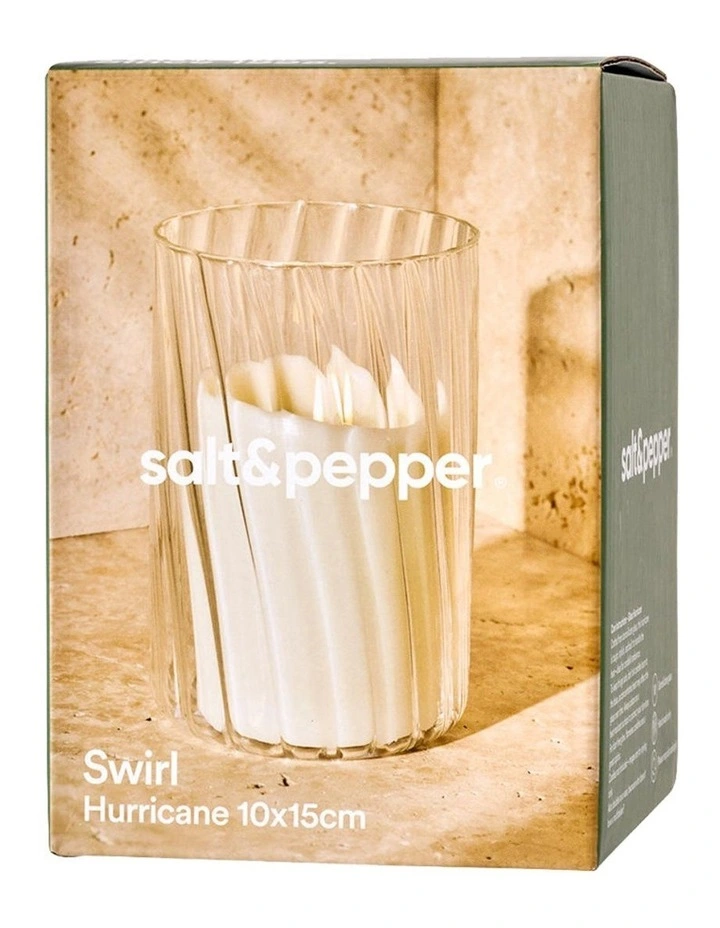 Swirl Hurricane Vase 10x15cm in White image 2