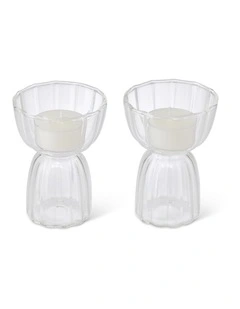 salt&pepper Aurora Tealight Holder Set of 2 in Clear