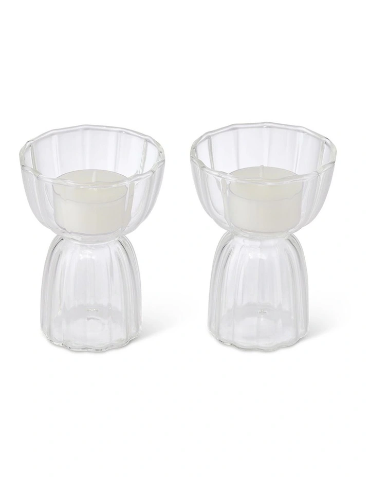 salt&pepper Aurora Tealight Holder Set of 2 in Clear image 1