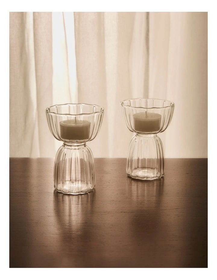 salt&pepper Aurora Tealight Holder Set of 2 in Clear image 4