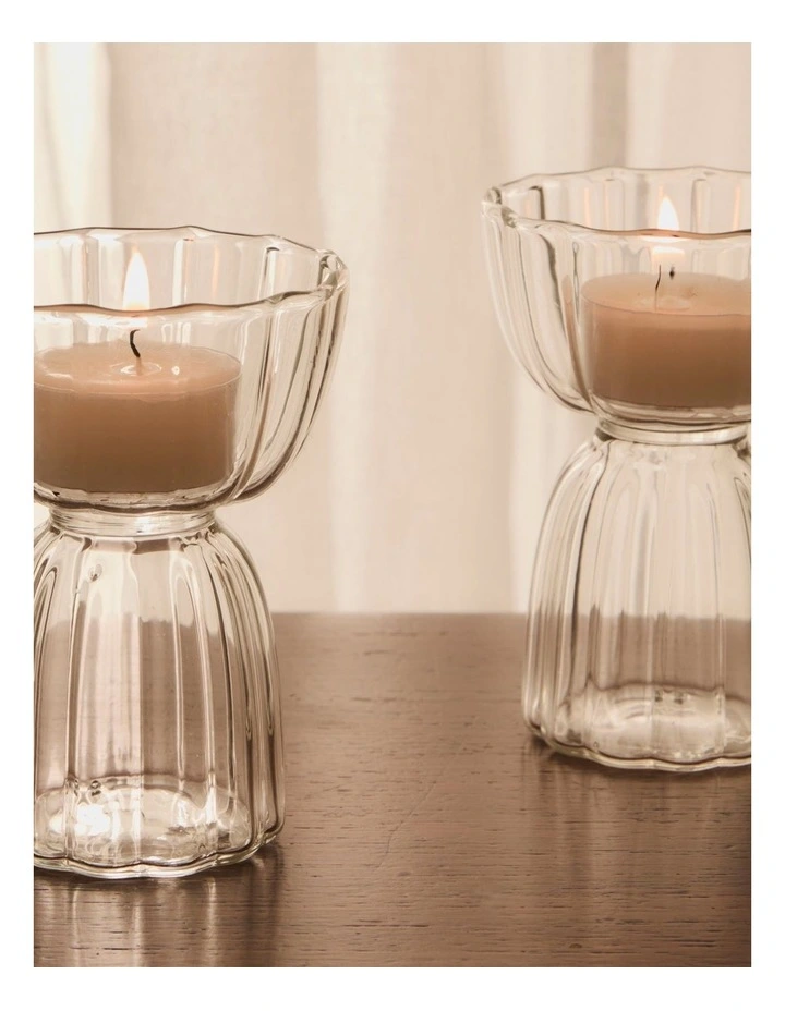 salt&pepper Aurora Tealight Holder Set of 2 in Clear image 6