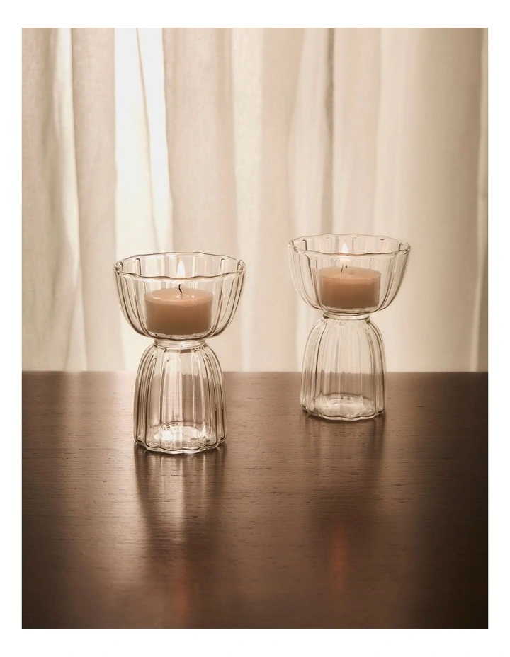 salt&pepper Aurora Tealight Holder Set of 2 in Clear image 7