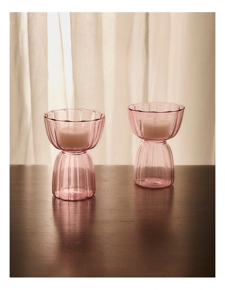 salt&pepper Aurora Tealight Holder Set of 2 in Powder image 4
