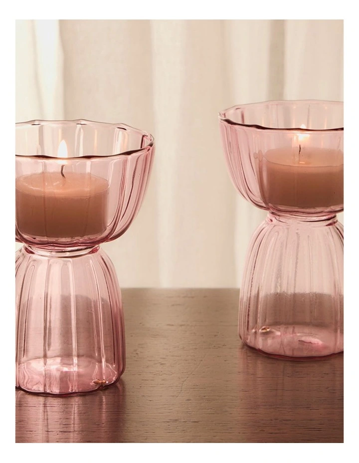 salt&pepper Aurora Tealight Holder Set of 2 in Powder image 6