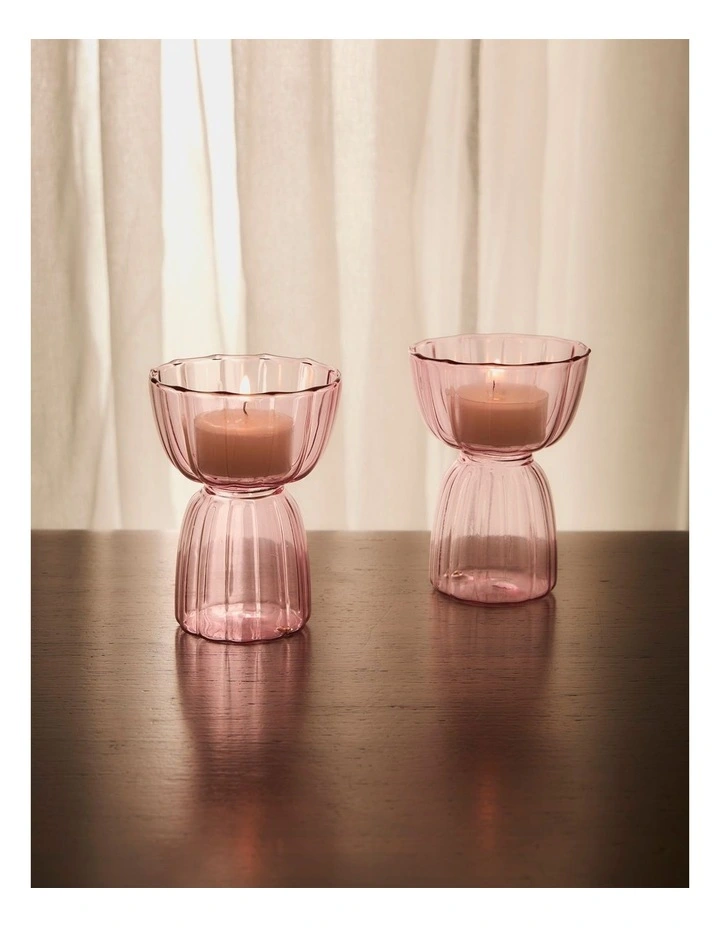 salt&pepper Aurora Tealight Holder Set of 2 in Powder image 7