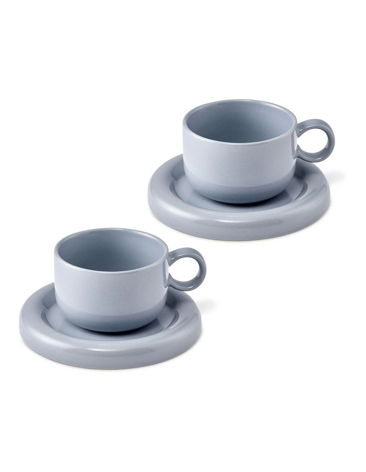 salt&pepper Finn Teacup with Saucer 270mL Set of 2 in Sand image 1