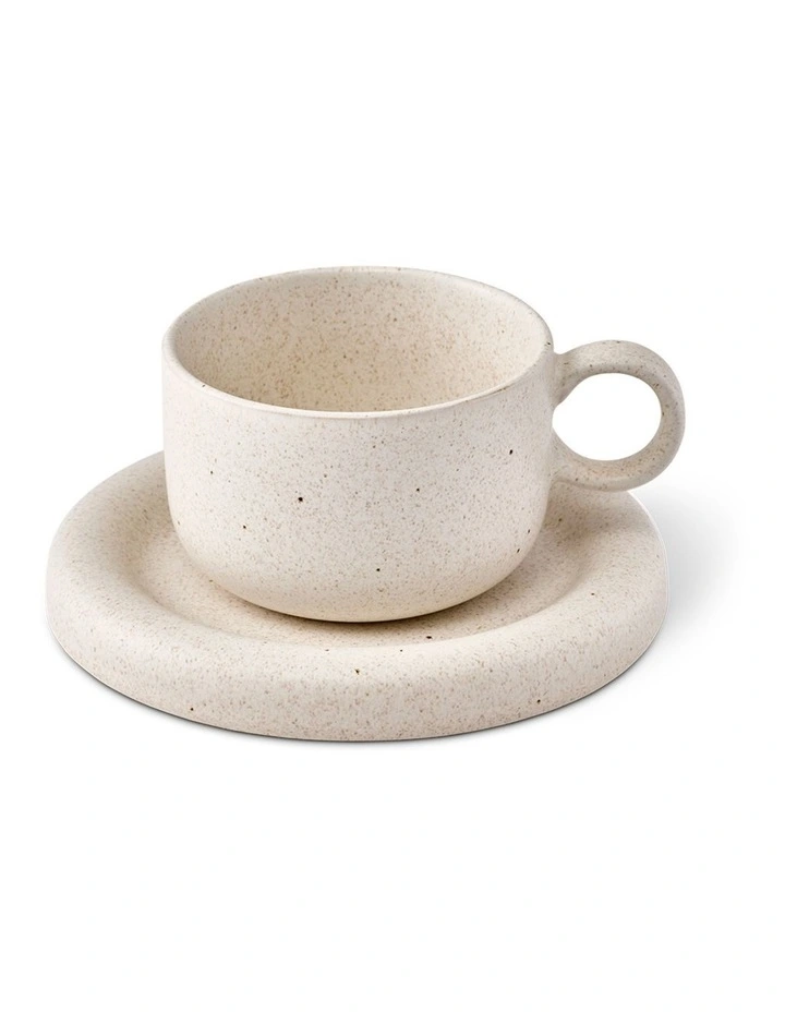 salt&pepper Finn Teacup with Saucer 270mL Set of 2 in Sand image 2