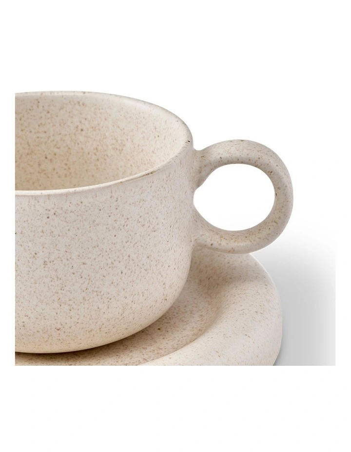 salt&pepper Finn Teacup with Saucer 270mL Set of 2 in Sand image 3