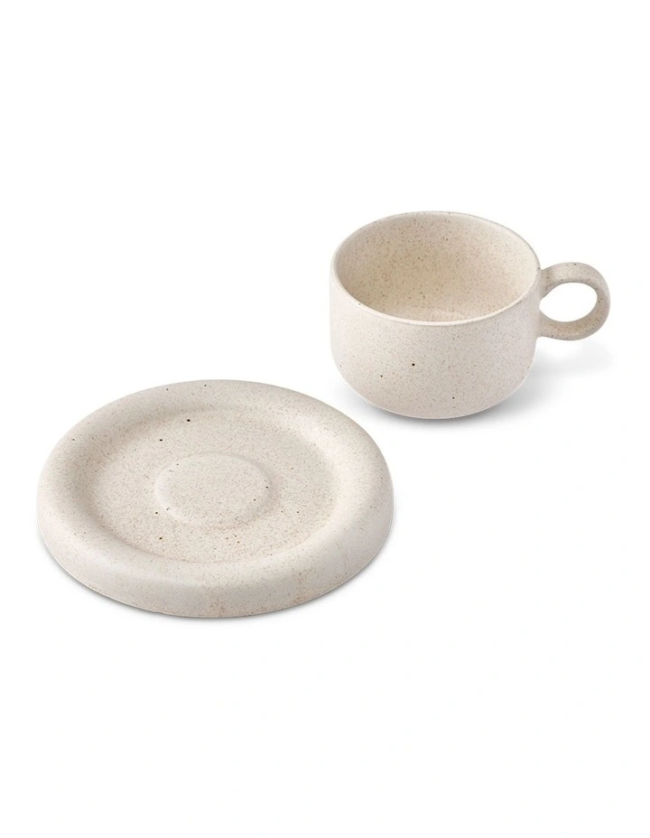 salt&pepper Finn Teacup with Saucer 270mL Set of 2 in Sand image 4