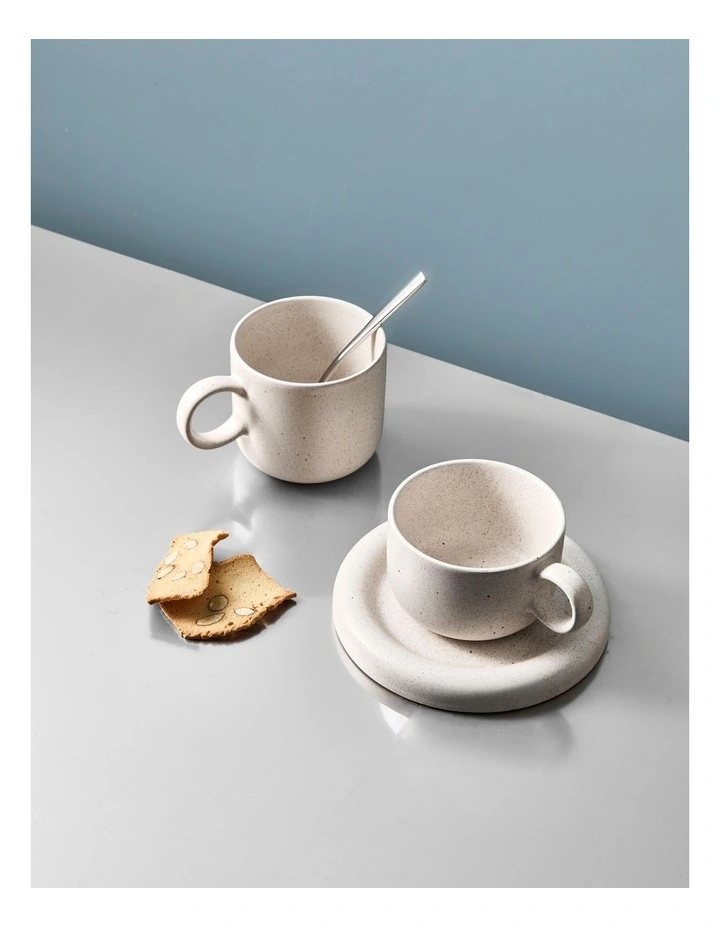 salt&pepper Finn Teacup with Saucer 270mL Set of 2 in Sand image 5