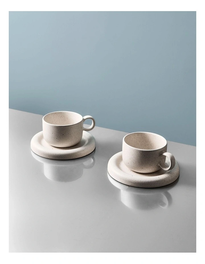 salt&pepper Finn Teacup with Saucer 270mL Set of 2 in Sand image 7