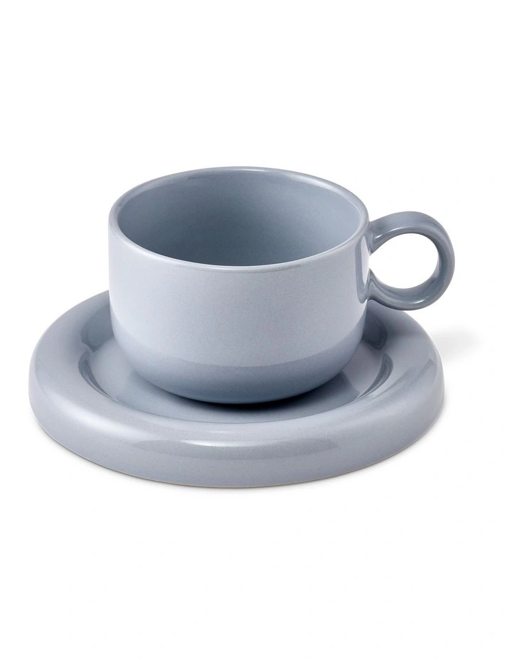 salt&pepper Finn Teacup with Saucer 270mL Set of 2 in Ice image 2
