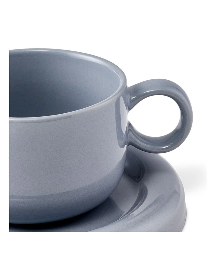 salt&pepper Finn Teacup with Saucer 270mL Set of 2 in Ice image 3