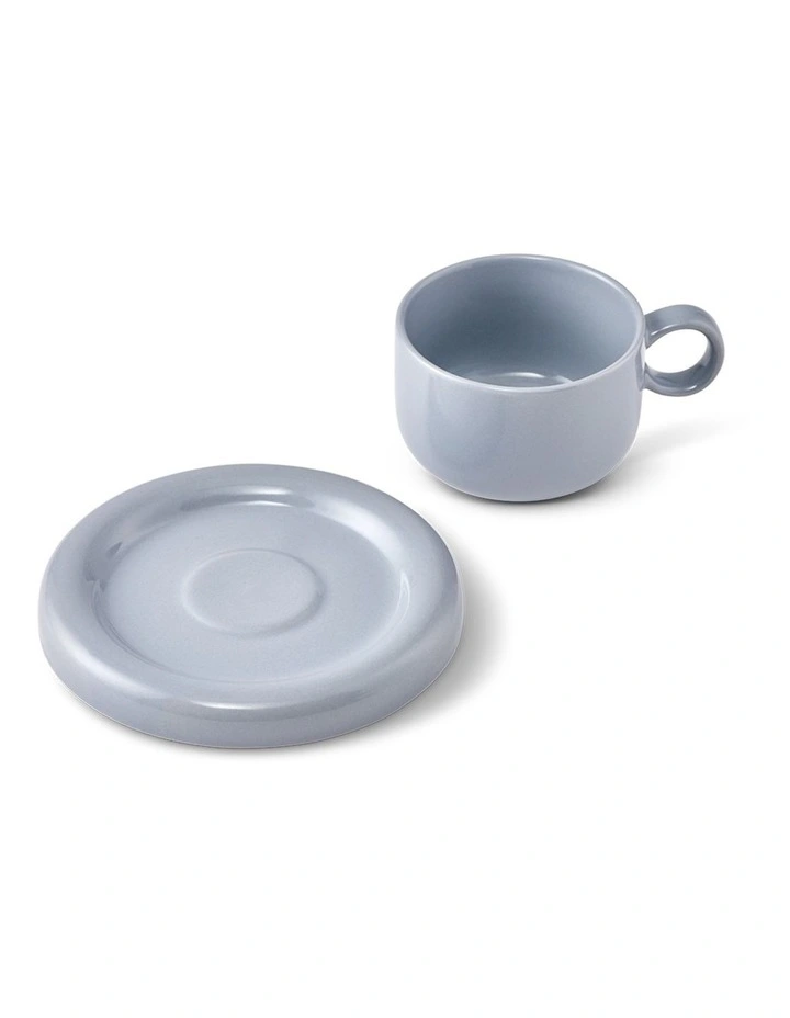salt&pepper Finn Teacup with Saucer 270mL Set of 2 in Ice image 4