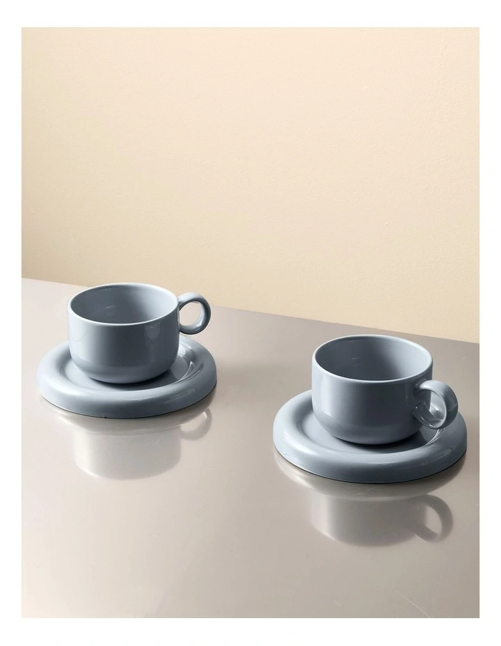 salt&pepper Finn Teacup with Saucer 270mL Set of 2 in Ice image 7