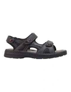 Simmer Leather Sandal in Black