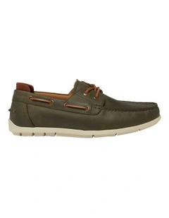 Flood Boat Leather Shoes in Olive Wild