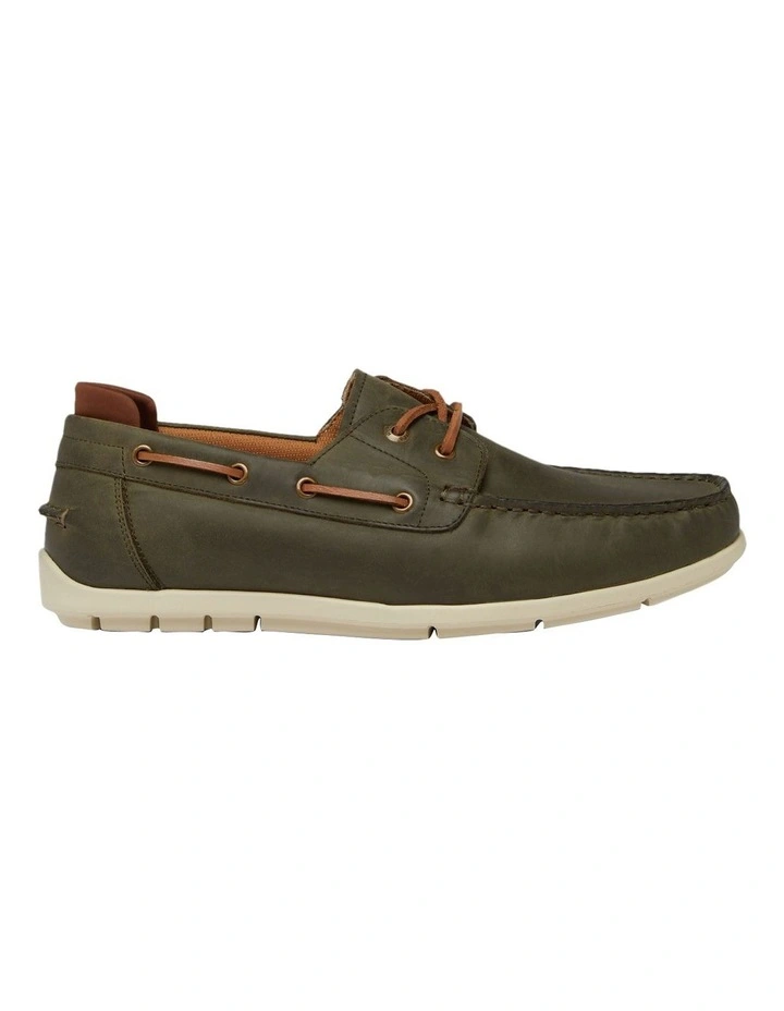 Flood Boat Leather Shoes in Olive Wild image 1